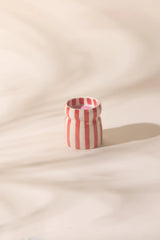 Cabana 6.5oz Red Striped Ceramic Candle Hibiscus Bay