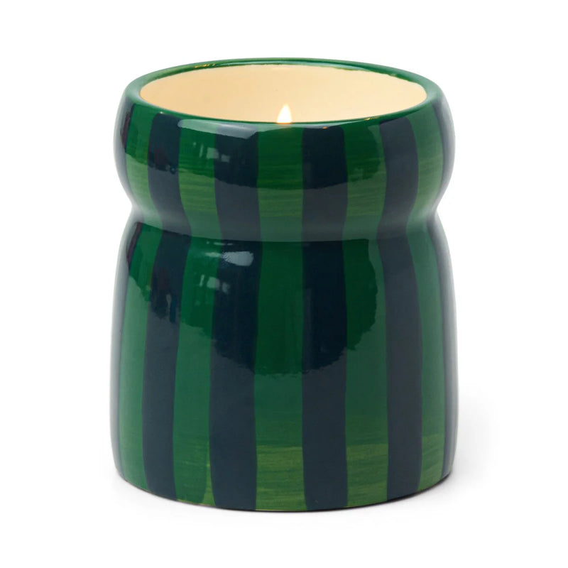 Cabana 6.5oz Green/Navy Striped Cabana w Lid - Balsam Fir