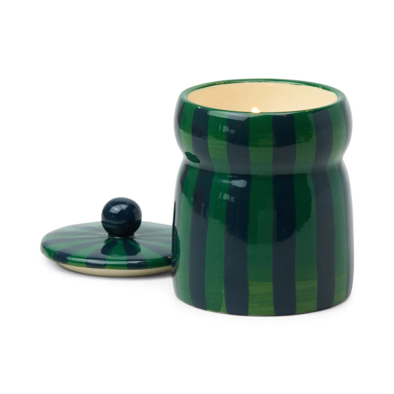 Cabana 6.5oz Green/Navy Striped Cabana w Lid - Balsam Fir