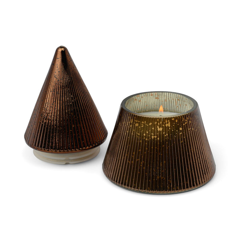 Cypress & Fir Stacked Tree Candle Copper