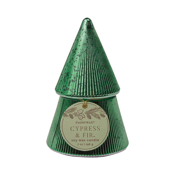 Cypress & Fir Stacked Tree Candle Green