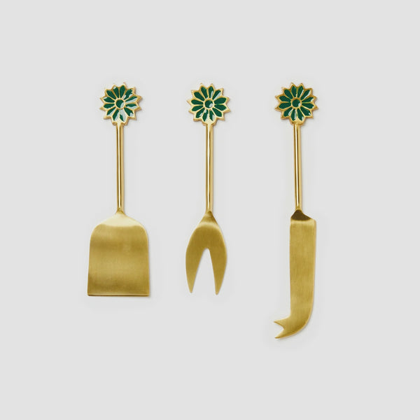 Petal Emerald Cheese Knife Set (set of 3)