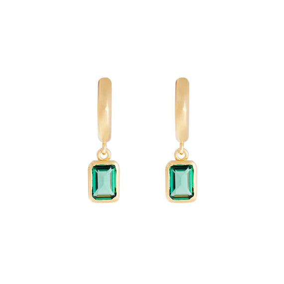 Green Crystal Deco Hoops
