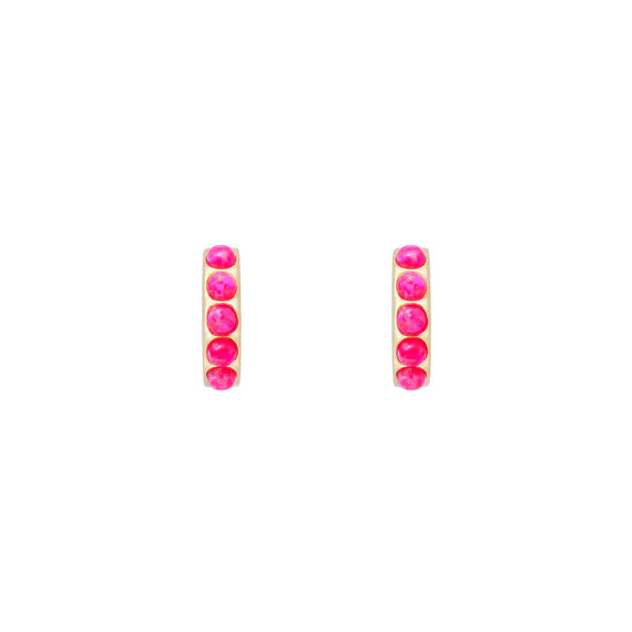 Hot Pink Opal Crystal Huggies