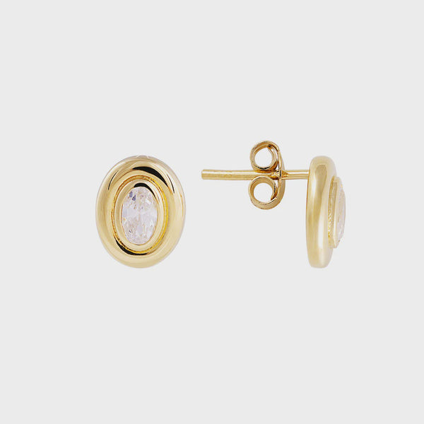 Bezel Set Oval Studs