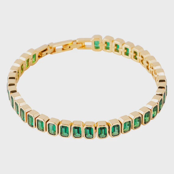 Green Emerald Cut Tennis Bracelet