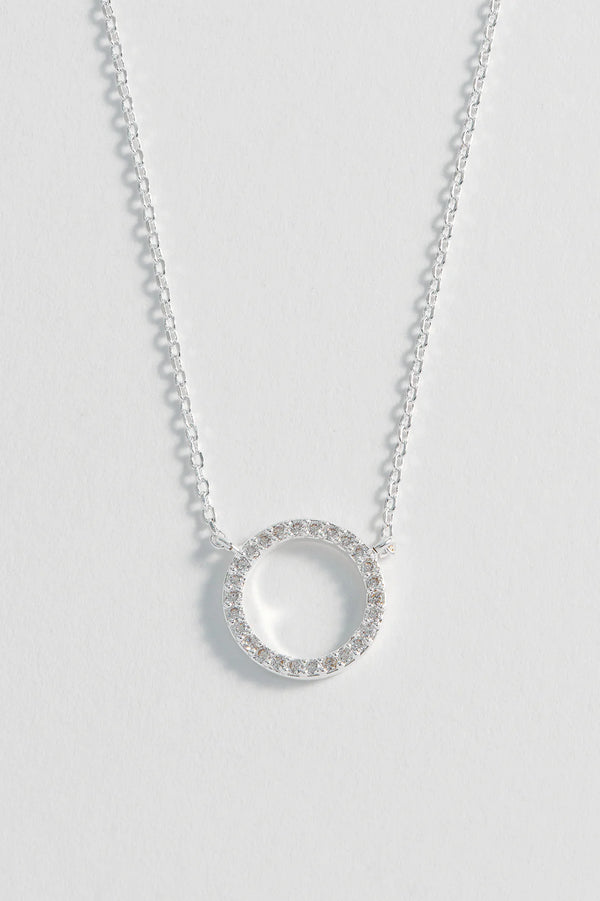 Circle CZ Necklace - Silver Plated