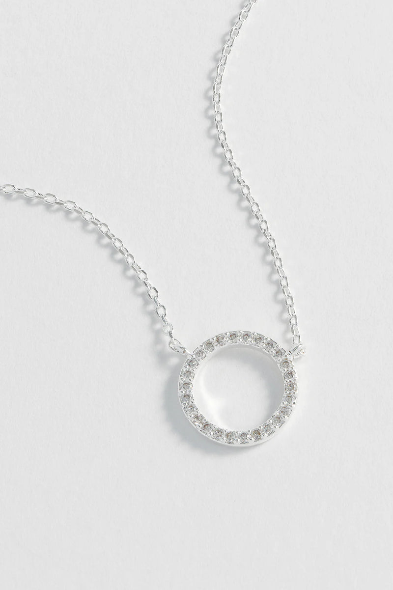 Circle CZ Necklace - Silver Plated