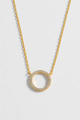 Circle CZ Necklace - Gold Plated