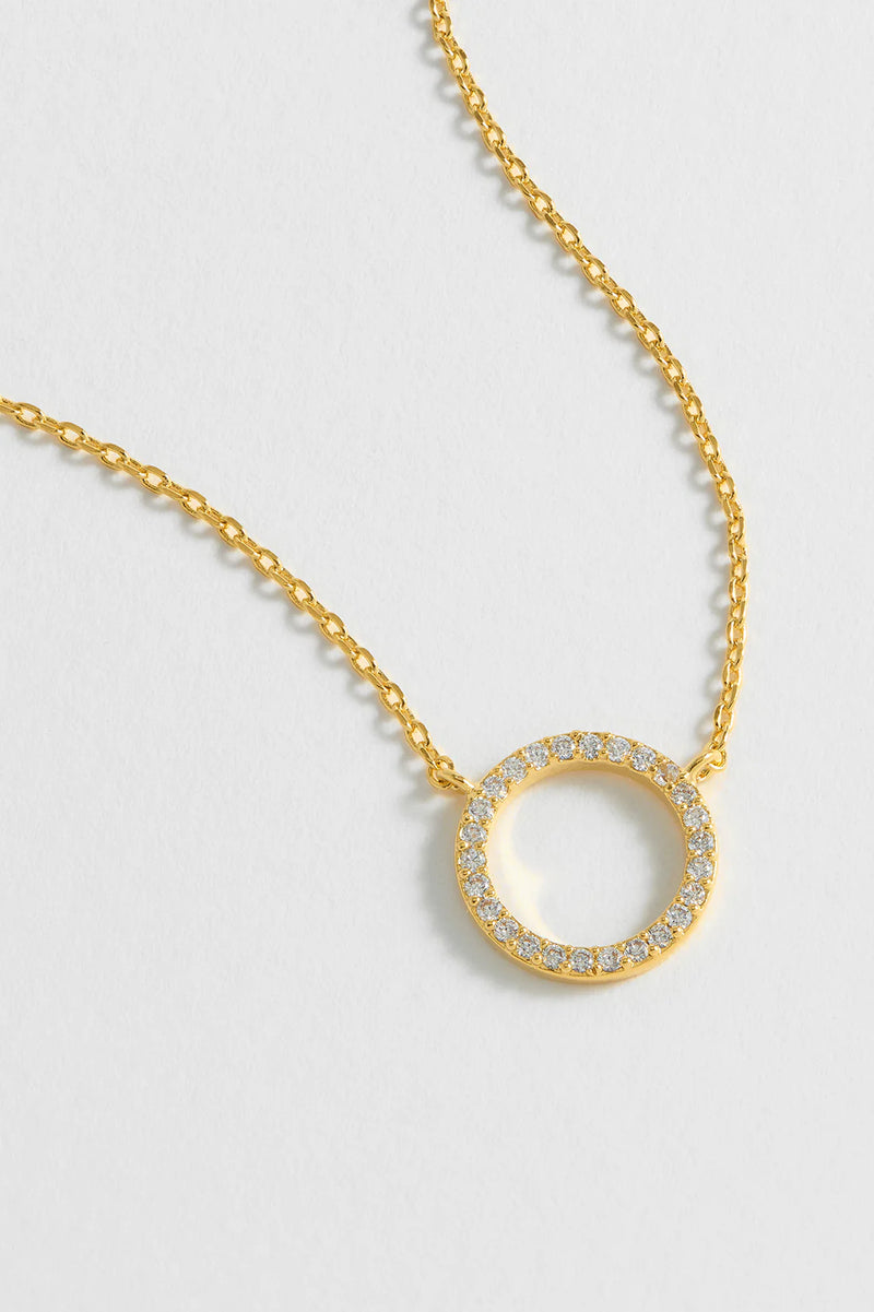 Circle CZ Necklace - Gold Plated