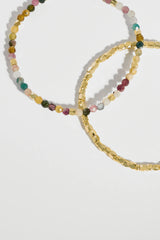 Coco and Gemstone Bracelet Set Gold Plated | Tourmaline