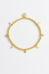 Beaded Star Pearl Charm Bracelet Gold Plated