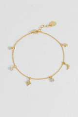 CZ Moon and Stars Charm Bracelet