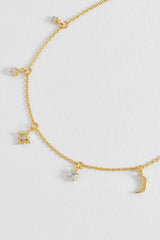 CZ Moon and Stars Charm Bracelet