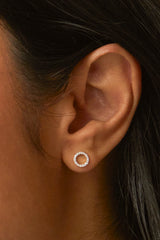 CZ Circle Earrings - Silver Plated