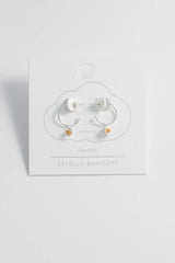 Wildflower Drop Hoop Earrings Gold and Silver Plated