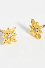 North Star CZ Stud Earrings - Gold Plated