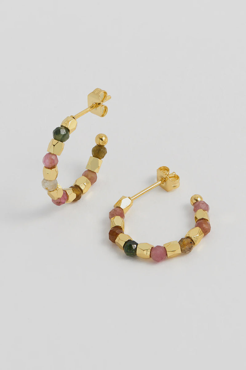 Coco Gemstone Bubble Hoops Gold Plated | Tourmaline