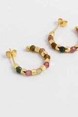 Coco Gemstone Bubble Hoops Gold Plated | Tourmaline