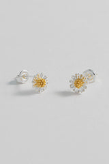 Mini Wildflower Stud Earrings - Silver Plated