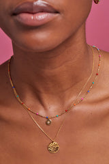 CZ Pendant Rainbow Beaded Necklace