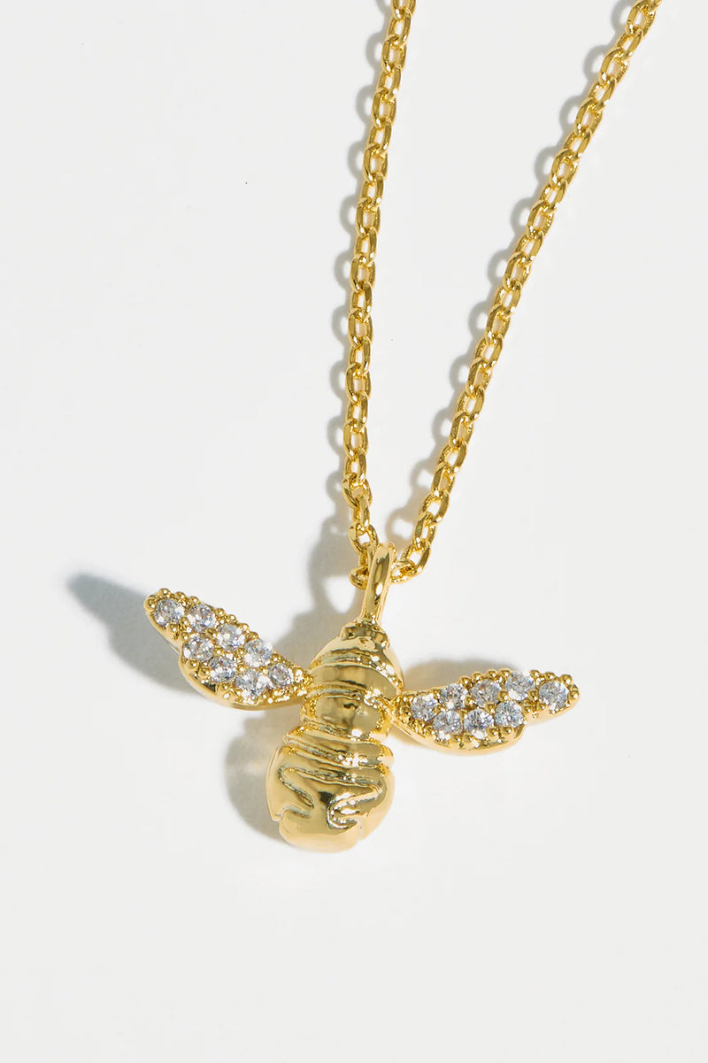 CZ Bee Charm Pendant Necklace