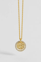 Hammered CZ Circle Necklace