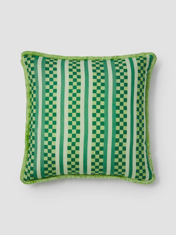 Marco Tile Green Linen Cushion