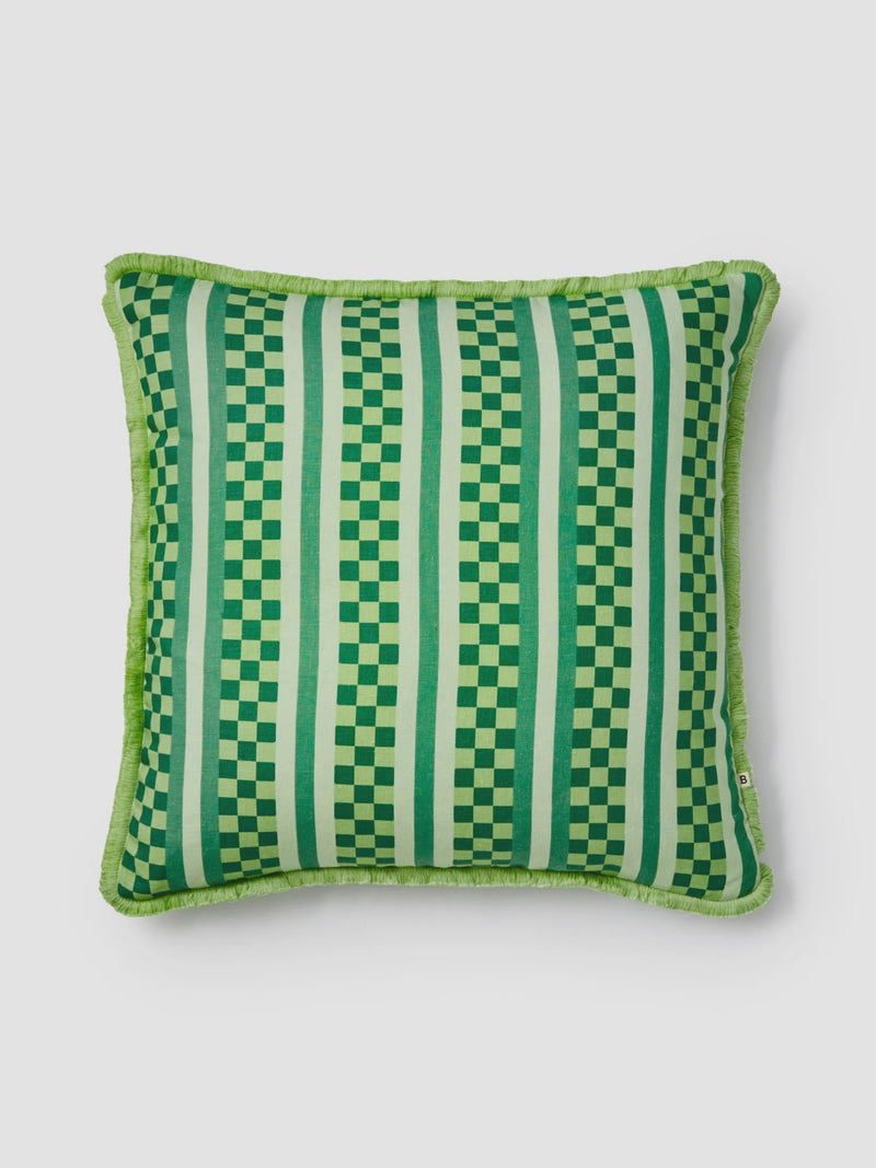 Marco Tile Green Linen Cushion