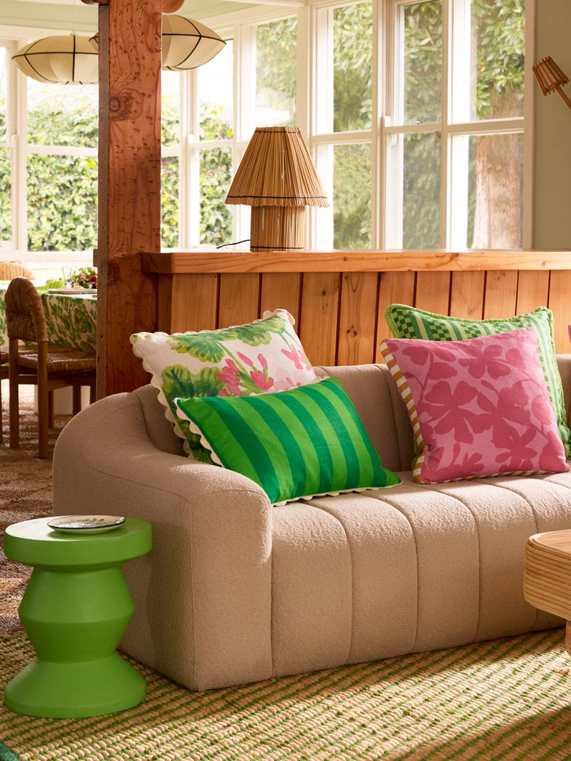 Marco Tile Green Linen Cushion