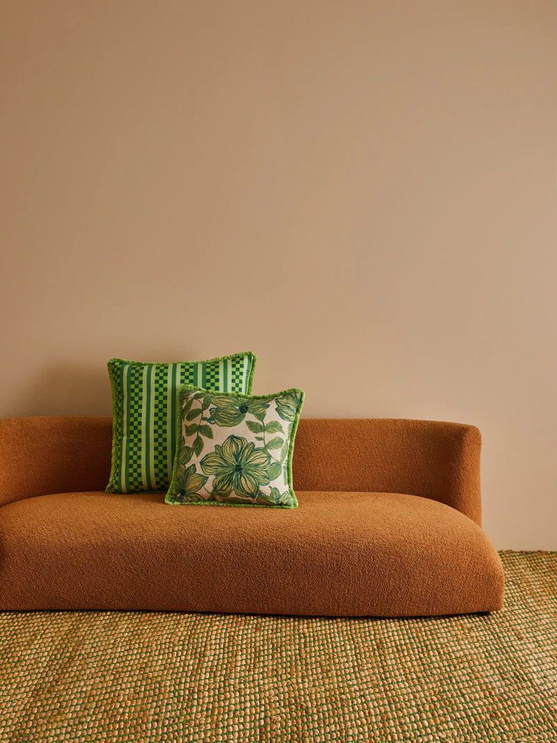 Marco Tile Green Linen Cushion