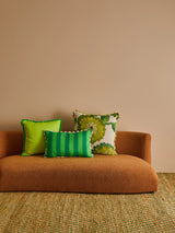 Dahlia Green Linen Cushion