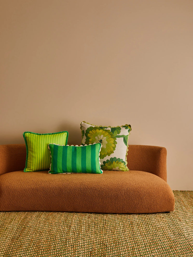 Dahlia Green Linen Cushion