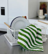 Father Rabbit Tea Towel Olive Stripe