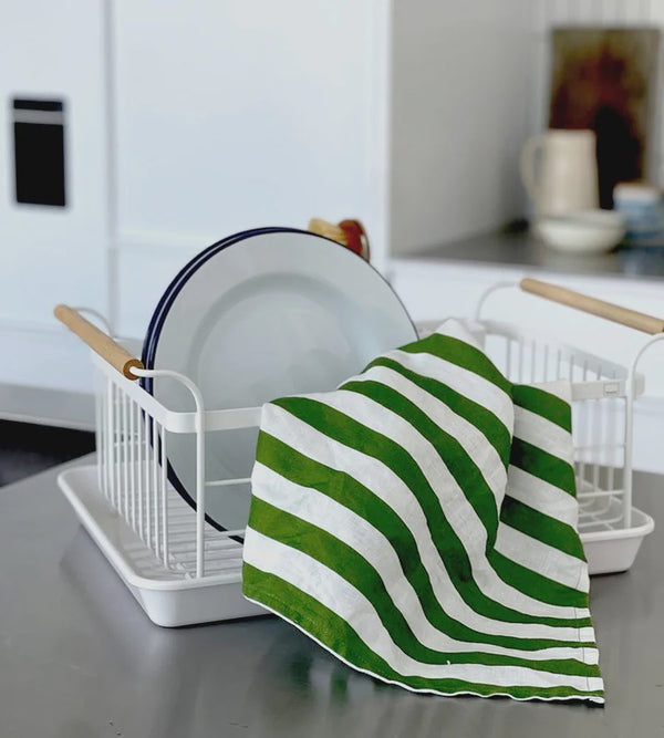 Father Rabbit Tea Towel Olive Stripe