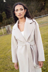 Geneva Oat Wool Blend Belted Coat