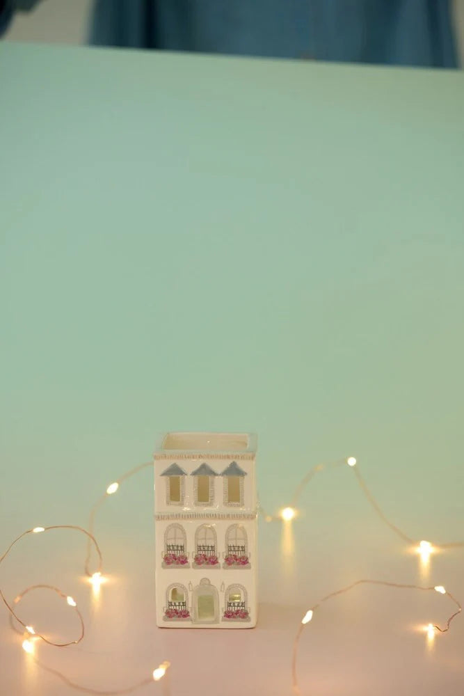 No.09 Parisian Townhouse Style Incense & Tea Light Holder Ceramic House - Palo Santo