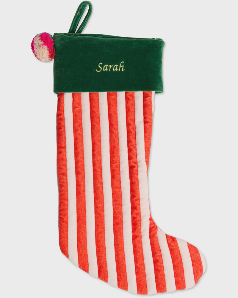 Jolly Christmas Velvet Stocking