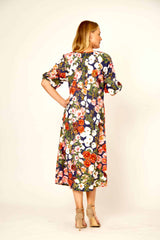 Floral Printed  Tied Neckline Dress