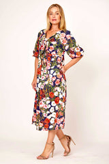 Floral Printed  Tied Neckline Dress