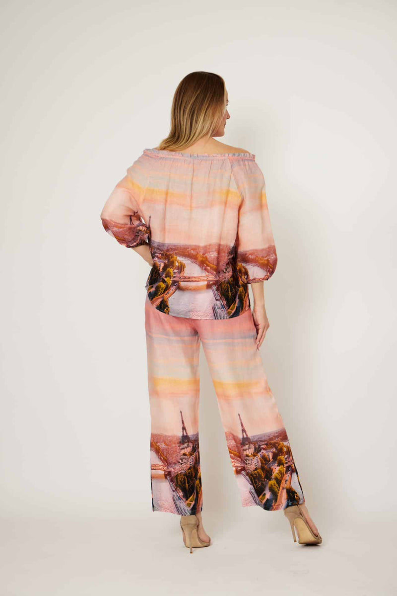 Linen & Viscose Pant - Paris Print