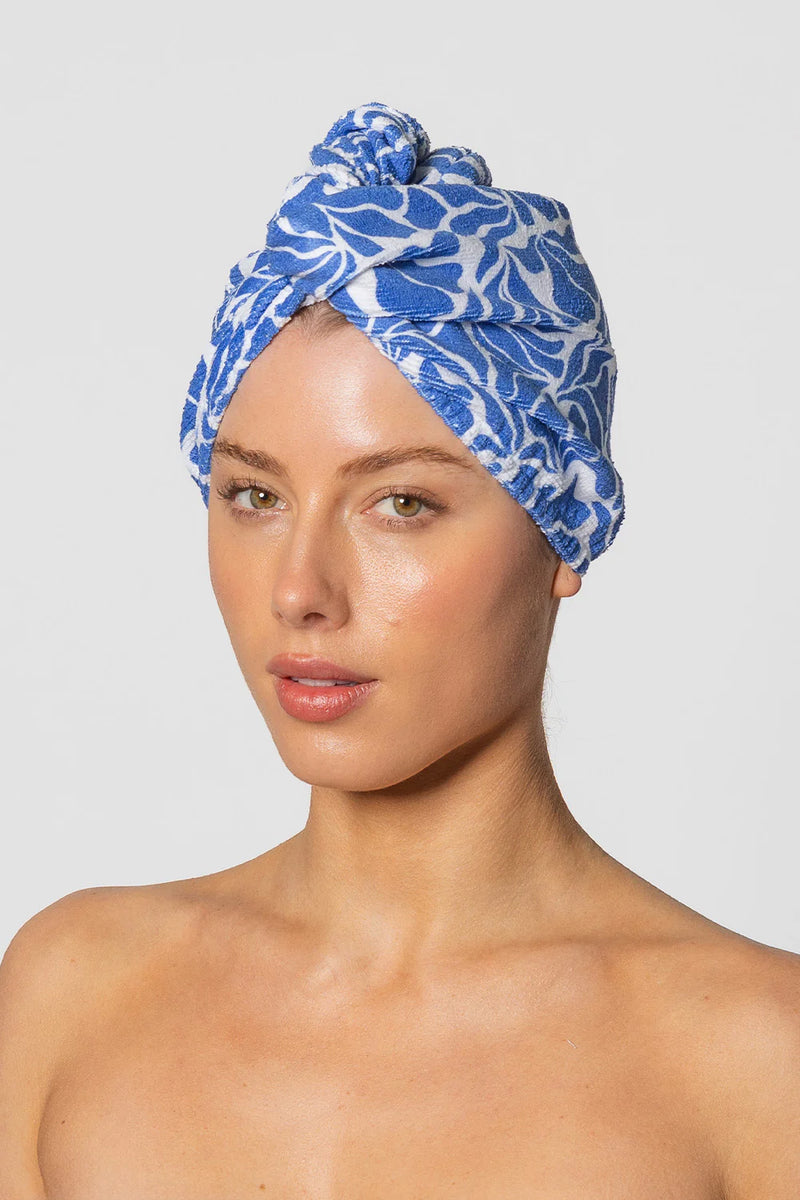 RIVA Hair Towel Wrap in Blu Matisse