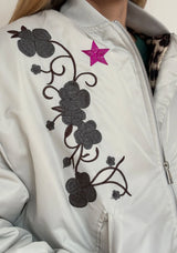 Oversize Bomber Jacket Stitched Heart