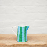 Ceramic Milk Jug | Green & Cornflower Stripes