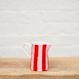 Ceramic Milk Jug | Pink & Red Stripes