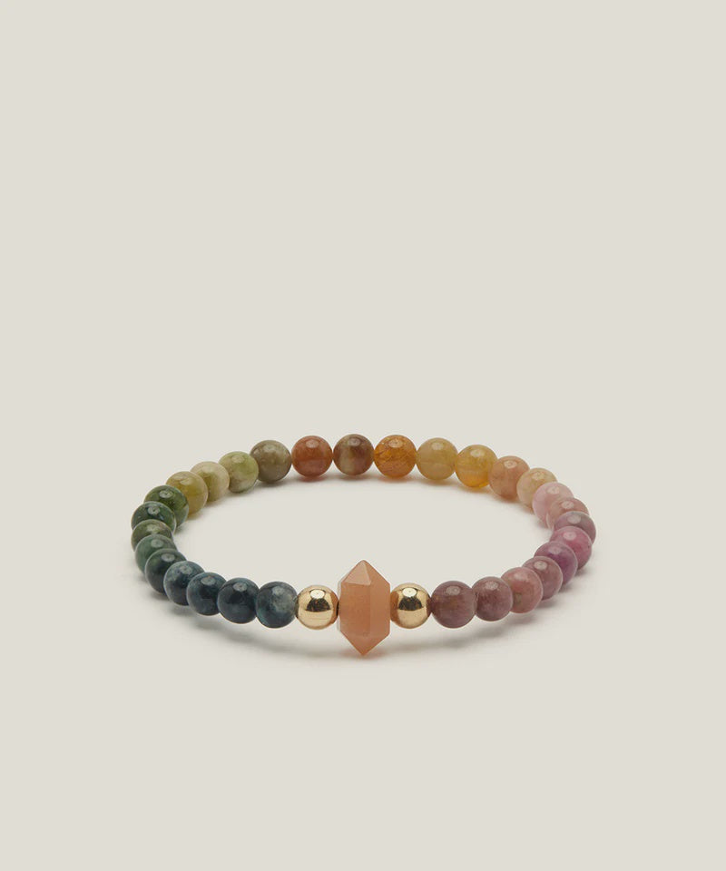 Rainbow Serpent Bracelet with Sunstone and Rainbow Tourmaline