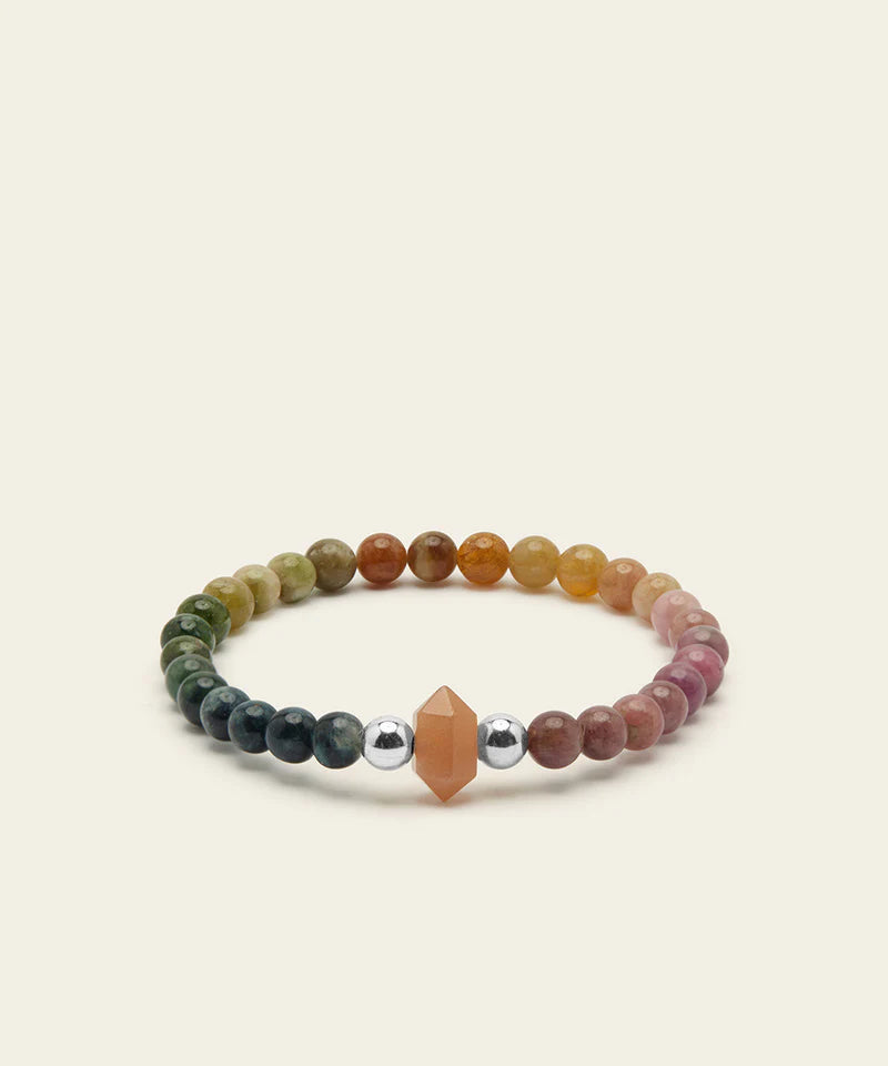 Rainbow Serpent Bracelet with Sunstone and Rainbow Tourmaline