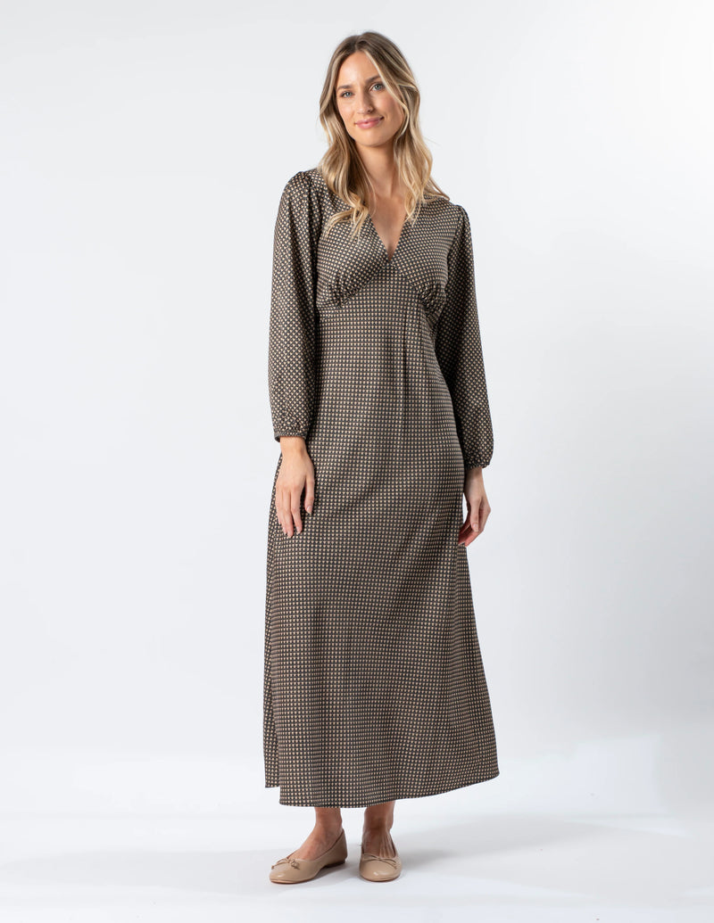 Serene Dress - Safari Houndstooth