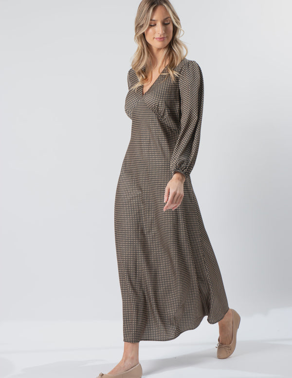 Serene Dress - Safari Houndstooth