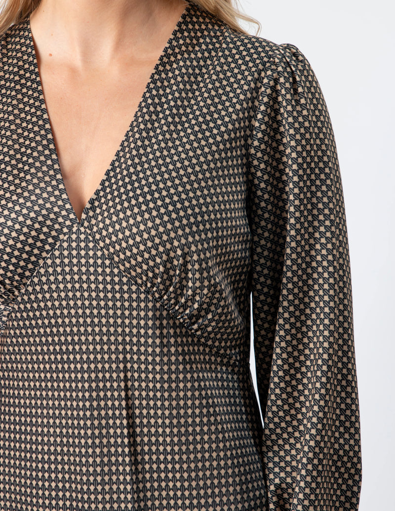 Serene Dress - Safari Houndstooth